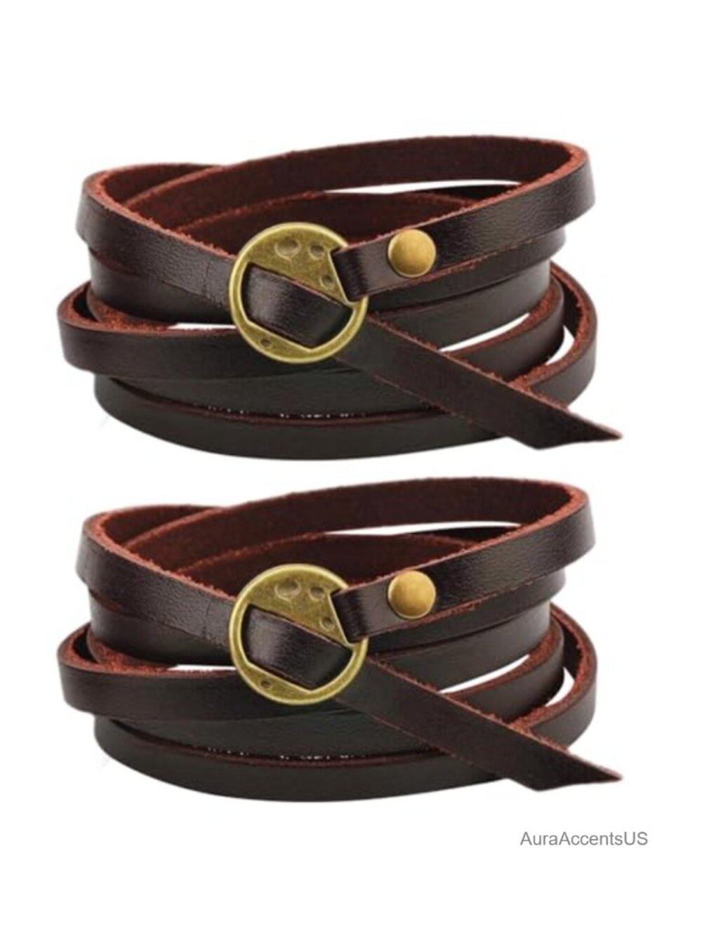 Genuine Leather Cuff Bracelets Adjustable Cowhide Boho Layered Arm Armor